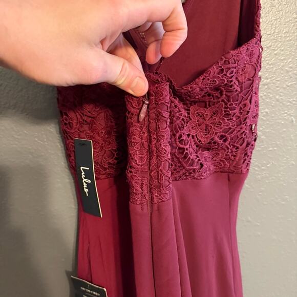 Lulu's NWT Madalyn Burgundy Lace Maxi Dress Size S - Picture 9 of 11